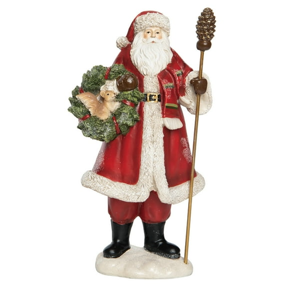Transpac 11.75 in Multicolored Rustic Santa Figurine Christmas Decorative Object Resin Holiday Decor