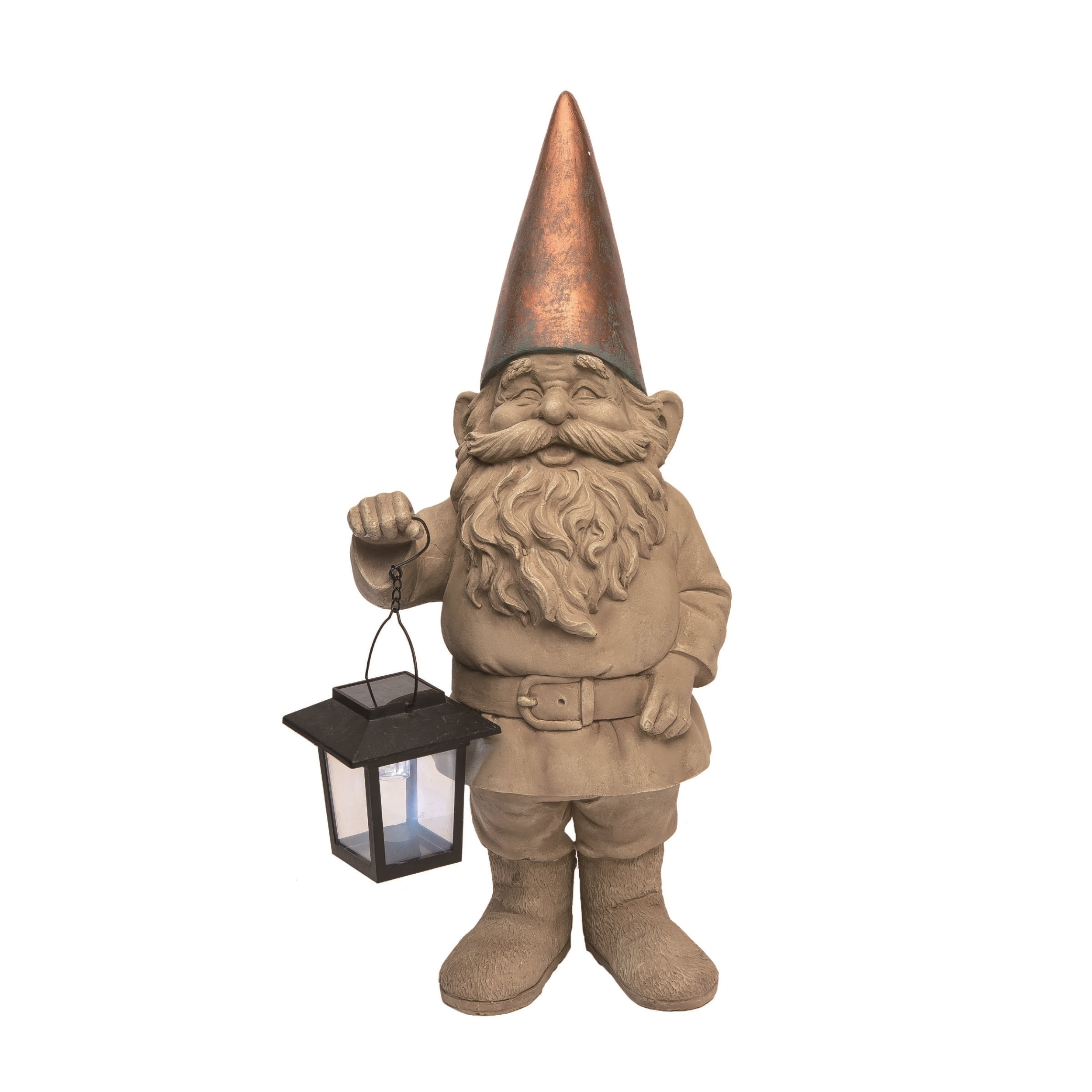 18" Brown Resin Spring Solar Gnome with Lantern
