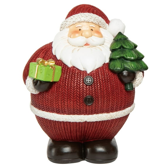 Transpac Resin 6.4 in. Red Christmas Knit Suit Santa Figurine
