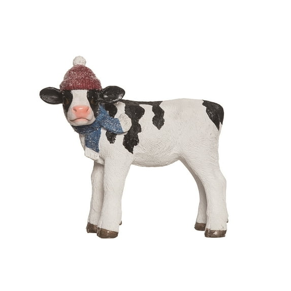 Transpac 8.2 in White Christmas Farm Animals Figurine with Hats Decorative Resin Holiday Decor
