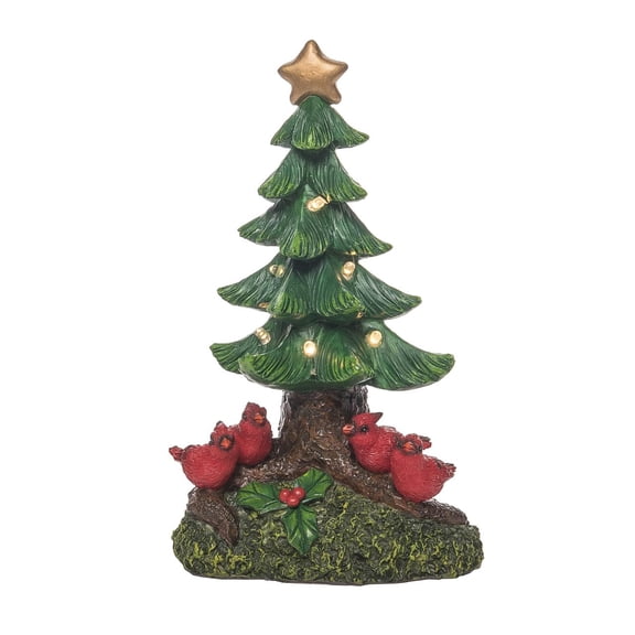 Transpac Resin 9.25 in. Multicolor Christmas Light Up Cardinal Tree