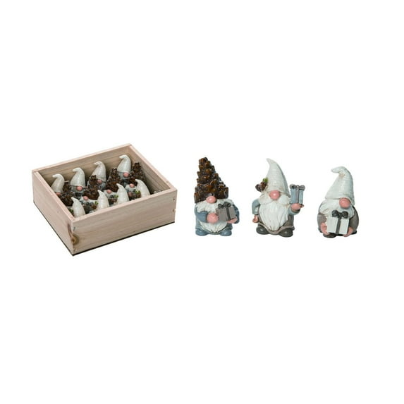 Transpac Resin Mini Birch Gnome Figurine In Crate Set Of 12