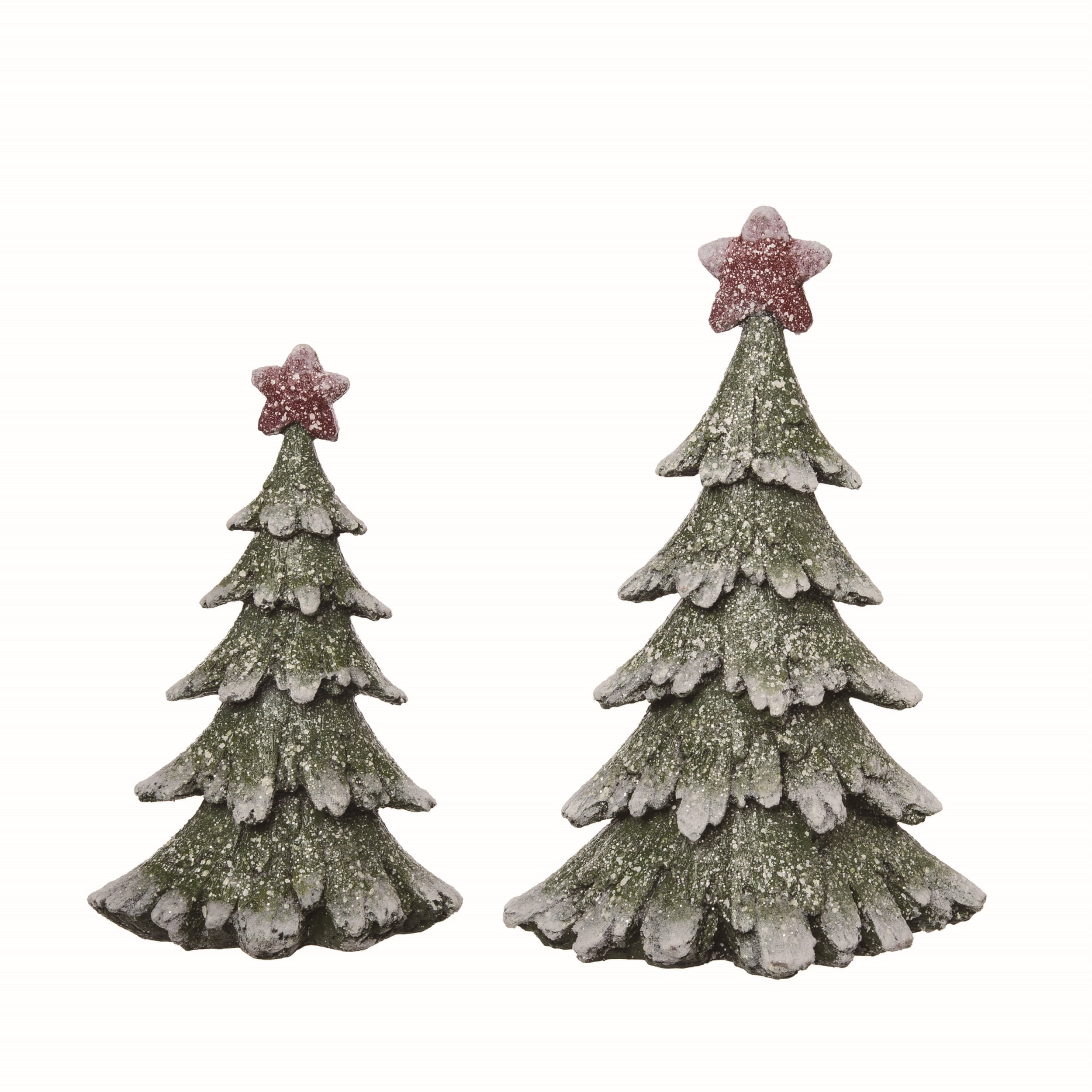 Multicolored Resin Christmas Trees with Stars Set of 2