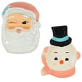 thumbnail image 1 of Transpac Retro-Looking Santa/Snowman Spoon Rest - One Santa And One Snowman Spoon Rest 1 Inch, Dolomite - Christmas Winking Top Hat Tc01979, 1 of 3