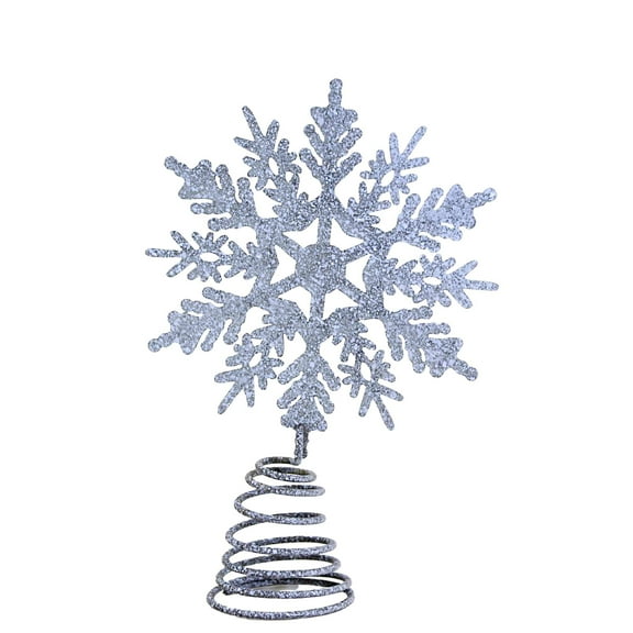 Transpac Silver Snowflake Tree Topper - One Tree Topper 5.5 Inch, Metal - Gray Speckled Laser Cut Tc02148-Fern