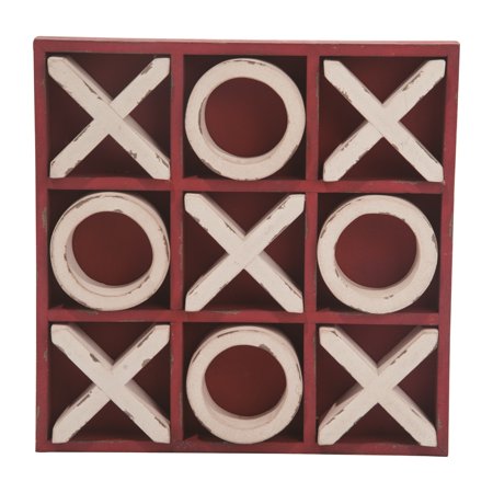 Transpac 13.25 Inch White Spring Tic Tac Toe Decorative Wood Home Decor for Spring