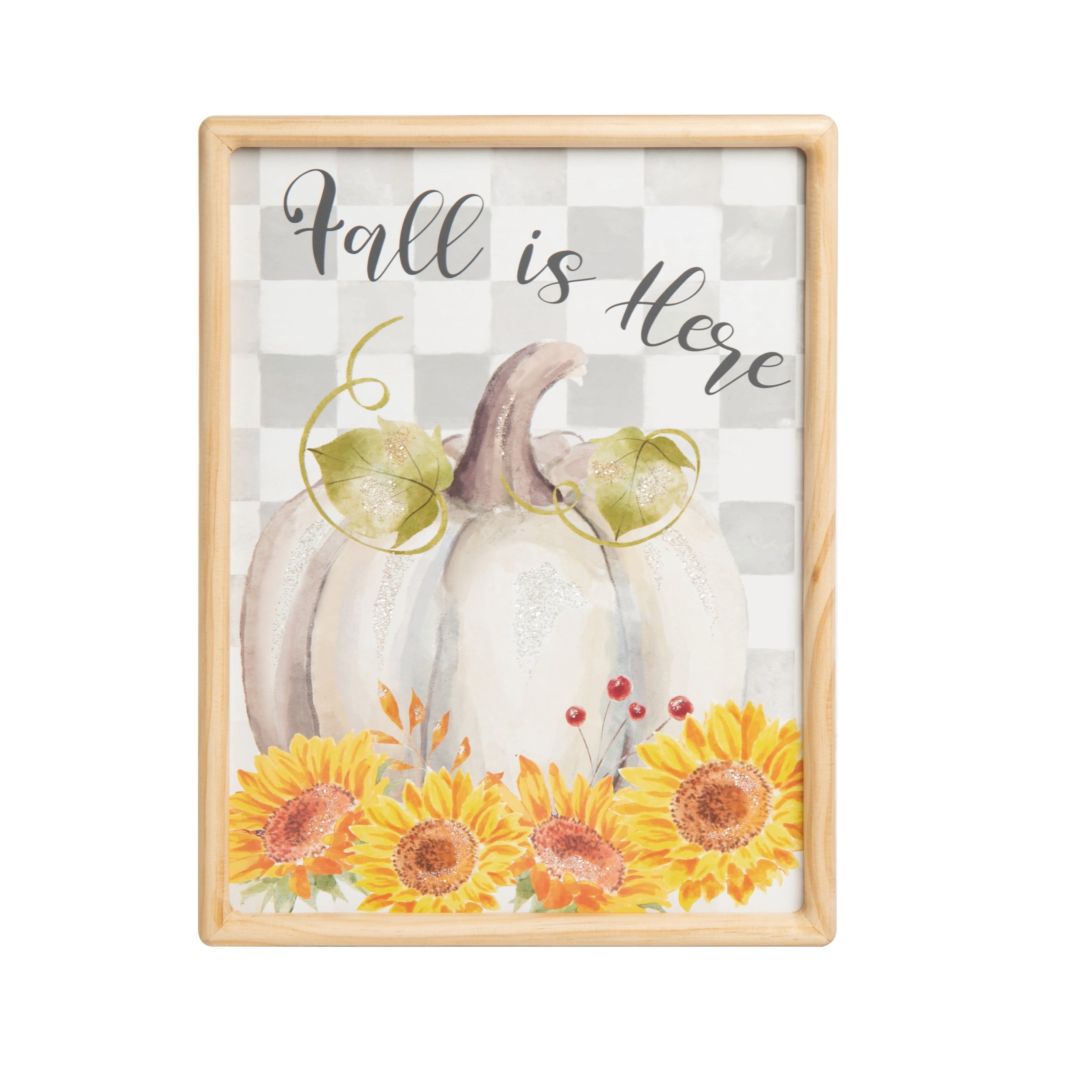 Multicolored Fall Harvest Wood Wall Art with Sunflowers