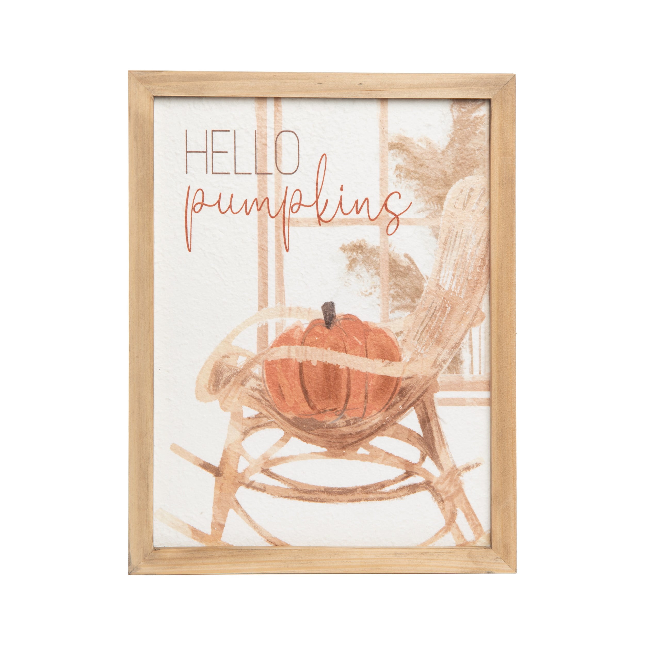 Multicolored Wood Harvest Hello Pumpkins Wall Art