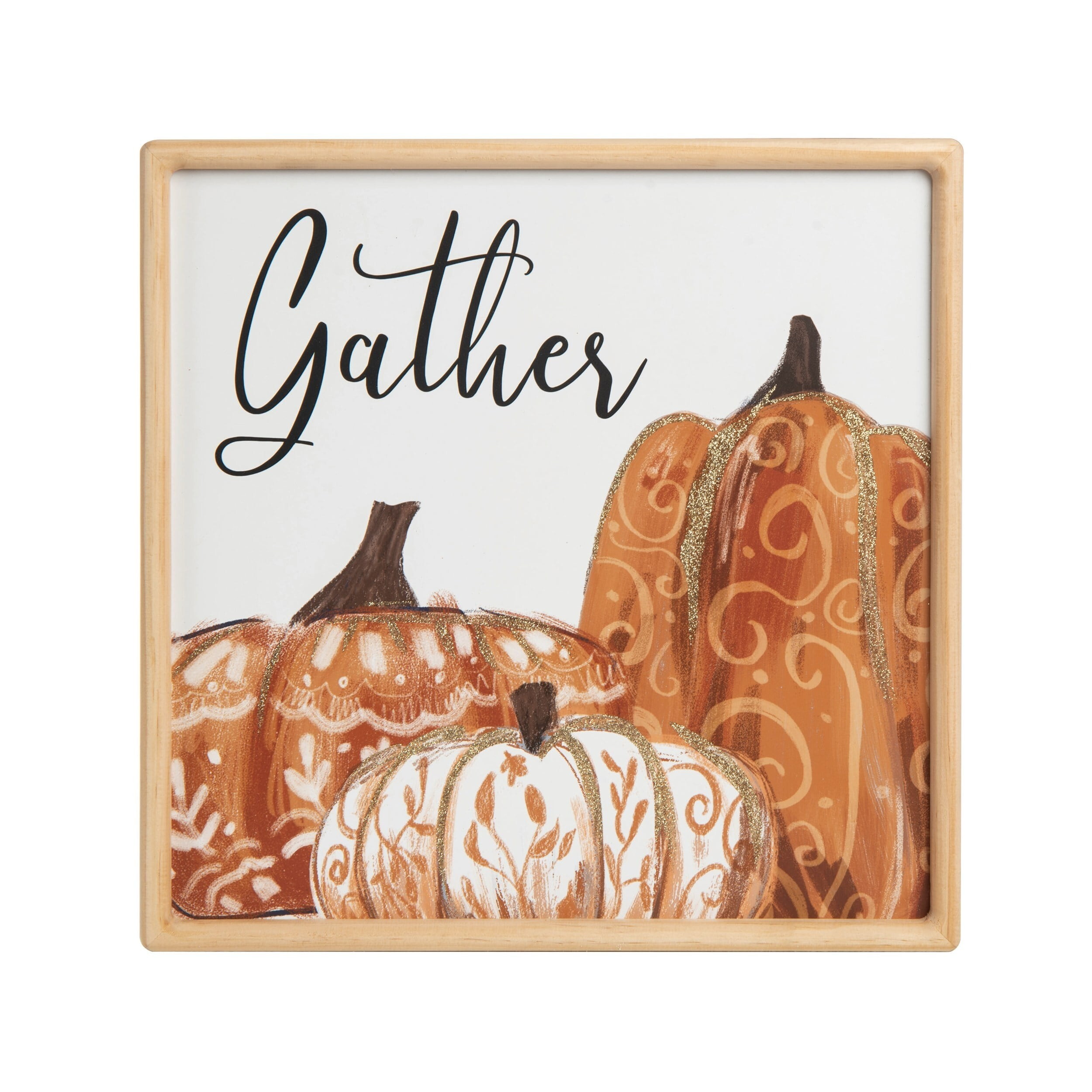 Multicolored Wood Harvest Pumpkin Gather Wall Decor, 15.75"