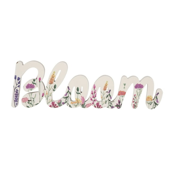 Transpac 17.25 Inch Multicolor Spring Cottage Core Bloom Sign Decorative Wood Letters and Words for Spring Decor