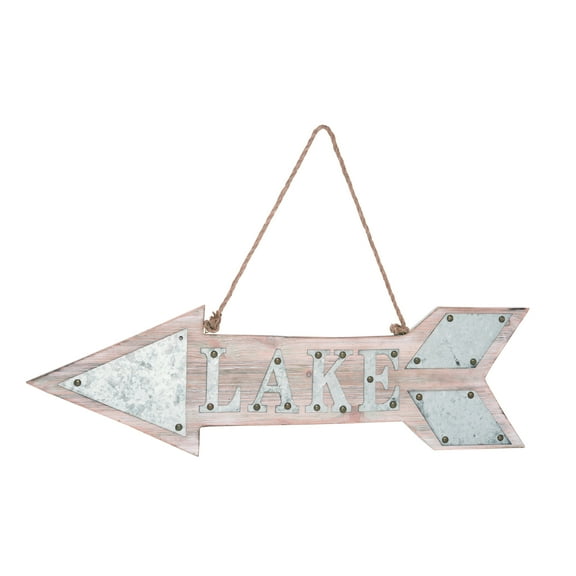 Transpac 28.25 in Multicolor Spring Galvanized Lake Wall Decor Wood Sign Panels for Spring Home Decoration