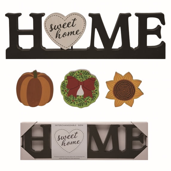 Transpac Multicolor Christmas Wood Interchangeable Peg Decor Set of 5 Wall Sign Panels for Holiday Home Decor