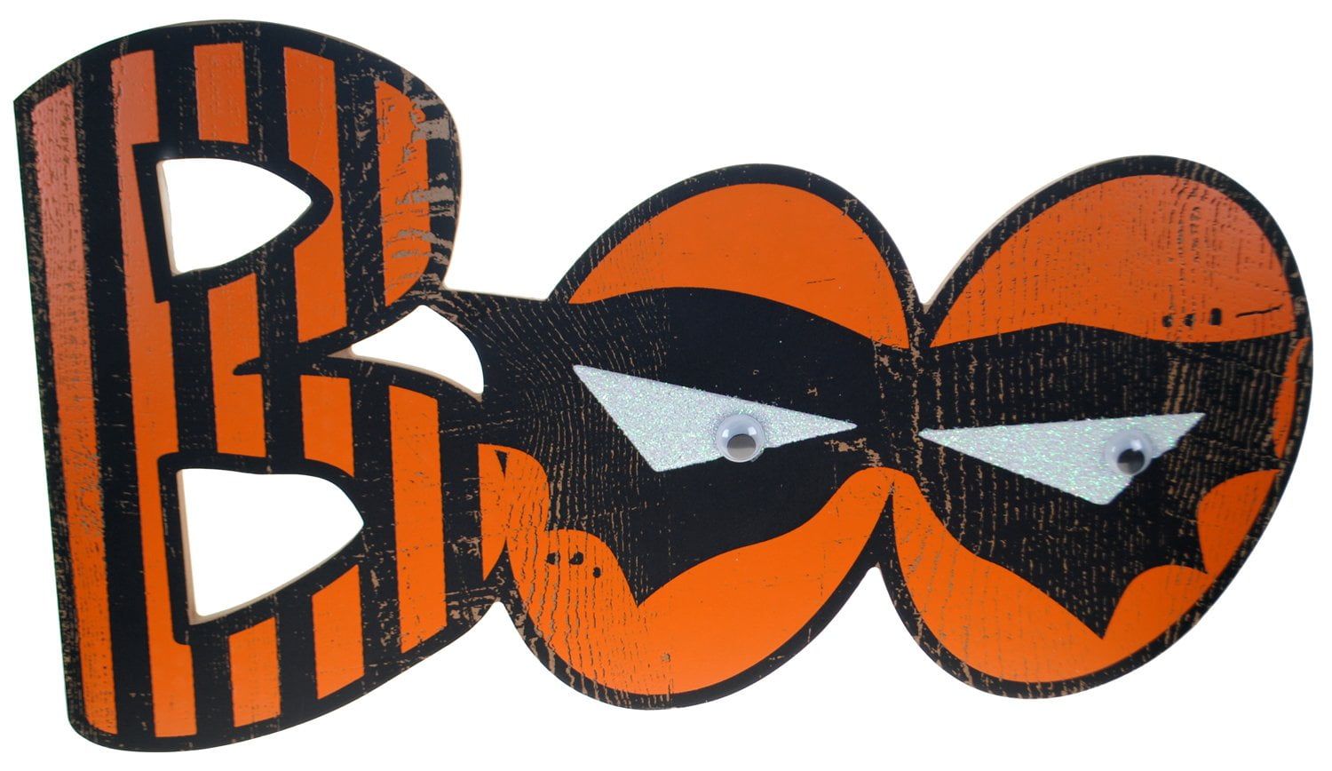 Transpac Wooden Halloween Decoration Sign with Glitter and Googly Eyes Boo 15.5in x 9in