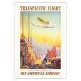 thumbnail image 1 of Transpacific Flight - It’s A Small World - Vintage Airline Travel Poster by Paul George Lawler c. 1940s - Fine Art Matte Paper Print (Unframed) 30x44in, 1 of 4