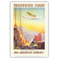 thumbnail image 1 of Transpacific Flight - It’s A Small World - Vintage Airline Travel Poster by Paul George Lawler c. 1940s - Master Art Print (Unframed) 13in x 19in, 1 of 4