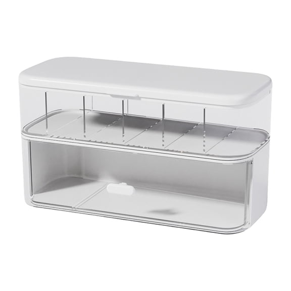 Transparency Cable Box with Multiple Sections Large Capacity Organiser Cosmetic Earphone Storage Container with Lid