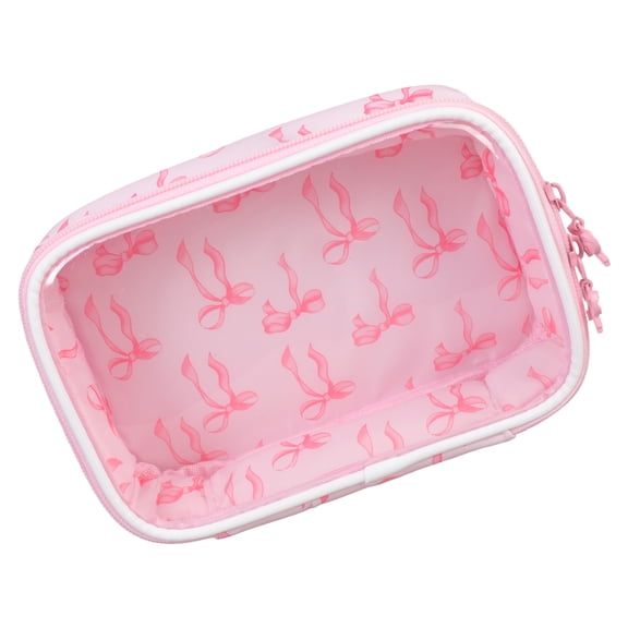 Transparency Makeup Bag With Adorable bows Detail Spacious Cosmetic Holder Toiletry Bag For Purse Or Luggage