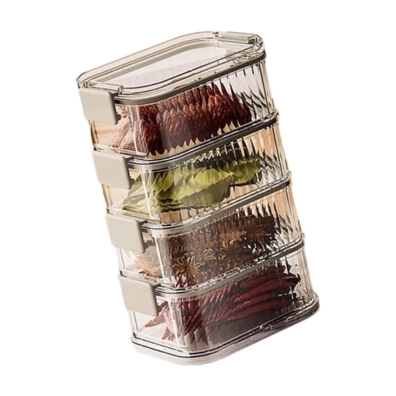 Transparency Multi Tiers Spices Organiser Leakproof Container Stackable Kitchen Storage Box For Salt Pepper Seasonings