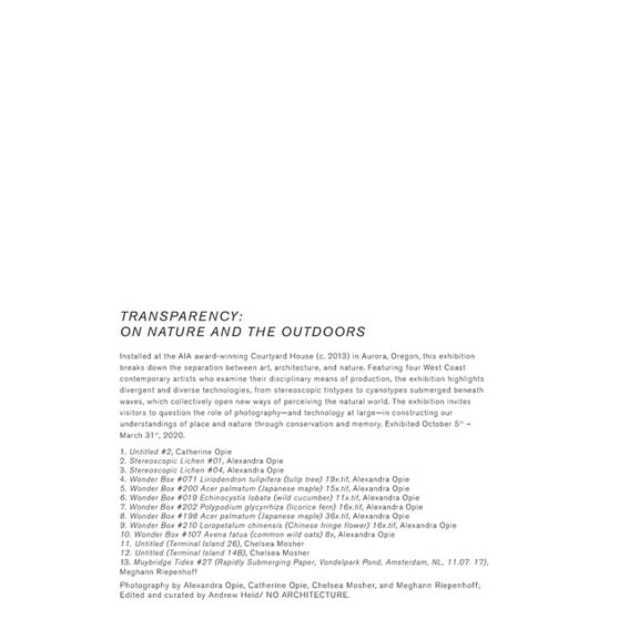 Transparency: On Nature and the Outdoors, (Paperback)