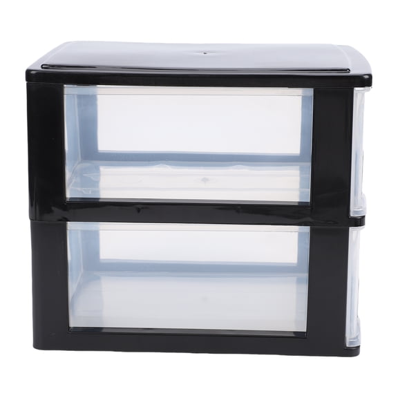 Transparent 2-Drawer Plastic Desktop Organizer Box for Office Home Dorm Storage