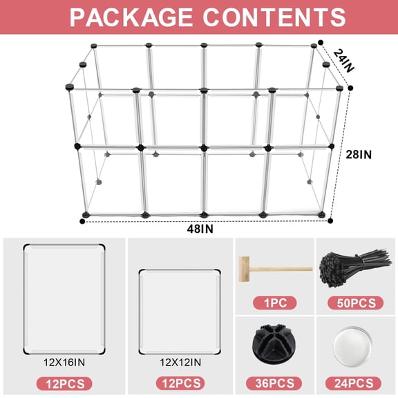 Transparent 24 Panels - 48"L x 24"W x 28"H Pet Playpen