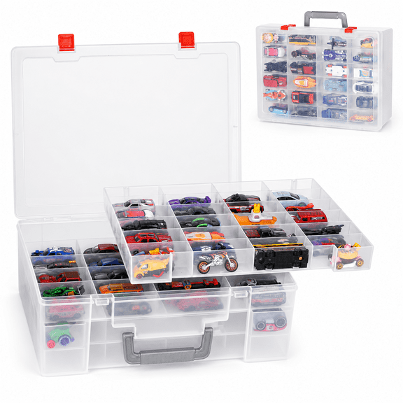 Transparent 3-Layer Removable Tray Storage Box For Hot Wheels, Matchbox Minis, Small Dolls And Crafts