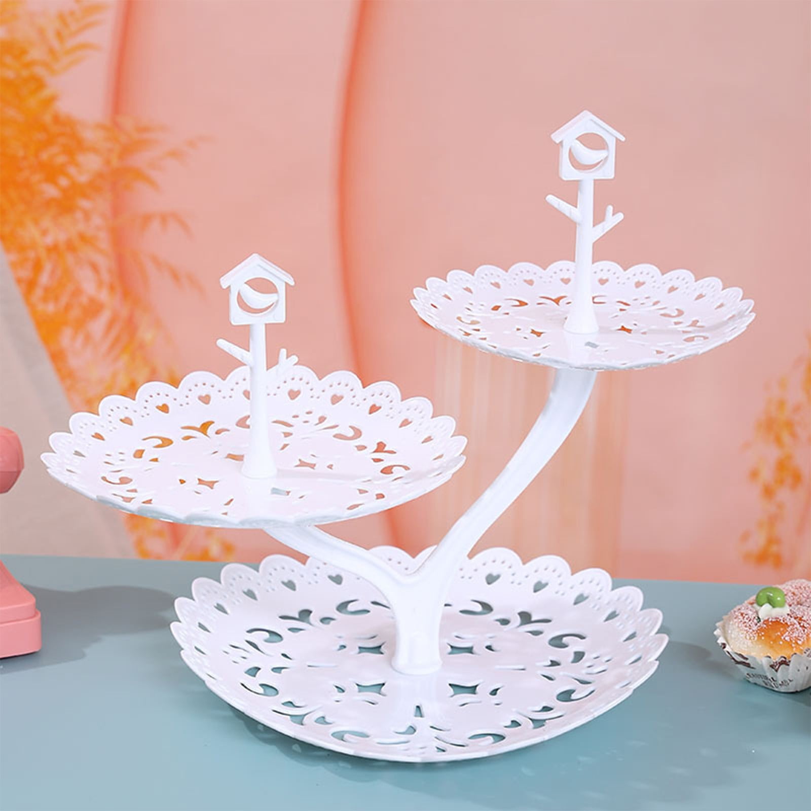 Transparent 3-Tier Plastic Dessert Stand | Fruit Plate Snack Tray ...