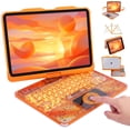 thumbnail image 1 of Transparent 360° Swivel Keyboard Case for iPad Air 11", iPad Air 5/4, iPad Pro 11" 2018-2022, Multi-Touch Trackpad, 7 Color Backlit,Orange, 1 of 8