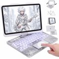 thumbnail image 1 of Transparent 360° Swivel Keyboard Case for iPad Air 11", iPad Air 5/4, iPad Pro 11" 2018-2022, Multi-Touch Trackpad, 7 Color Backlit,White, 1 of 9