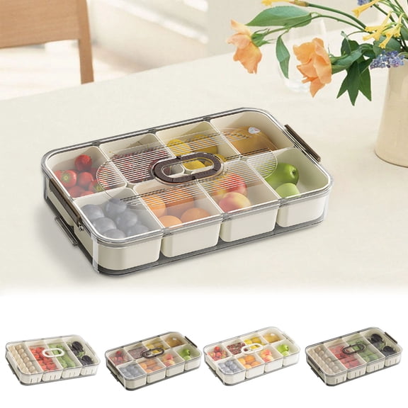 Transparent 4-8 Compartment Seasoning Storage Box with Lid, 34x21.3x6cm Portable Kitchen Spice Organizer, Multi-Purpose Sealed Fresh-Keeping Container for Spices, Coffee, Tea, Flour - Ideal Gift