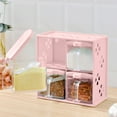 thumbnail image 1 of Transparent 4-Compartment Seasoning Box Set with Handle Spoons Storage Container Rack Stackable Kitchen Organizer for Spices Herbs 17.5x9x17.5cm Pink Green White, 1 of 6