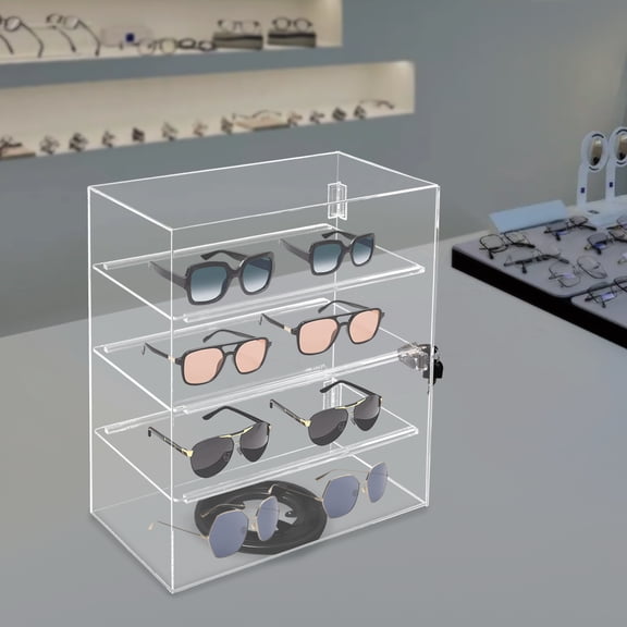 Transparent Acrylic 34x19x44cm 4 Layer Rotating Display Box With Lock Desktop Storage Display Box