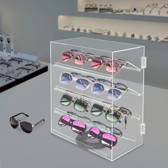 Transparent Acrylic 34x19x44cm 4-Layer Rotating Display Box v-Shaped Rack With Locking Desktop Display Case