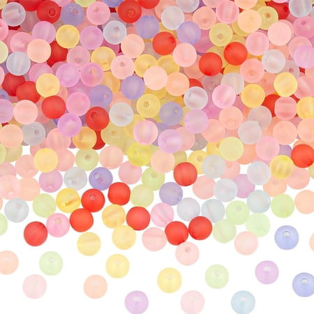 Transparent Acrylic Ball Beads Frosted Style Round Mixed Color 8mm Hole: 2mm
