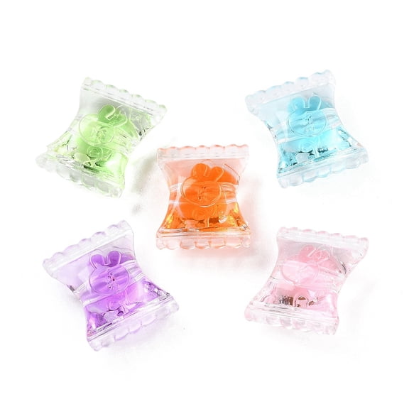 Transparent Acrylic Beads Bead in Bead Candy 21.5x17x9.5mm Hole: 3.5mm 326pcs/500g