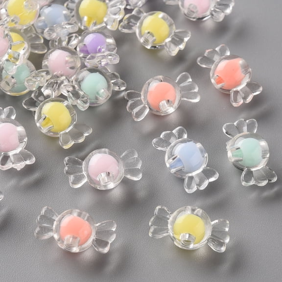 Transparent Acrylic Beads Bead in Bead Candy Mixed Color 9x17x8.5mm Hole: 2mm DIY