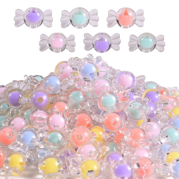 Transparent Acrylic Beads Bead in Bead Candy Mixed Color 9x17x8.5mm Hole: 2mm about 570pcs/300g