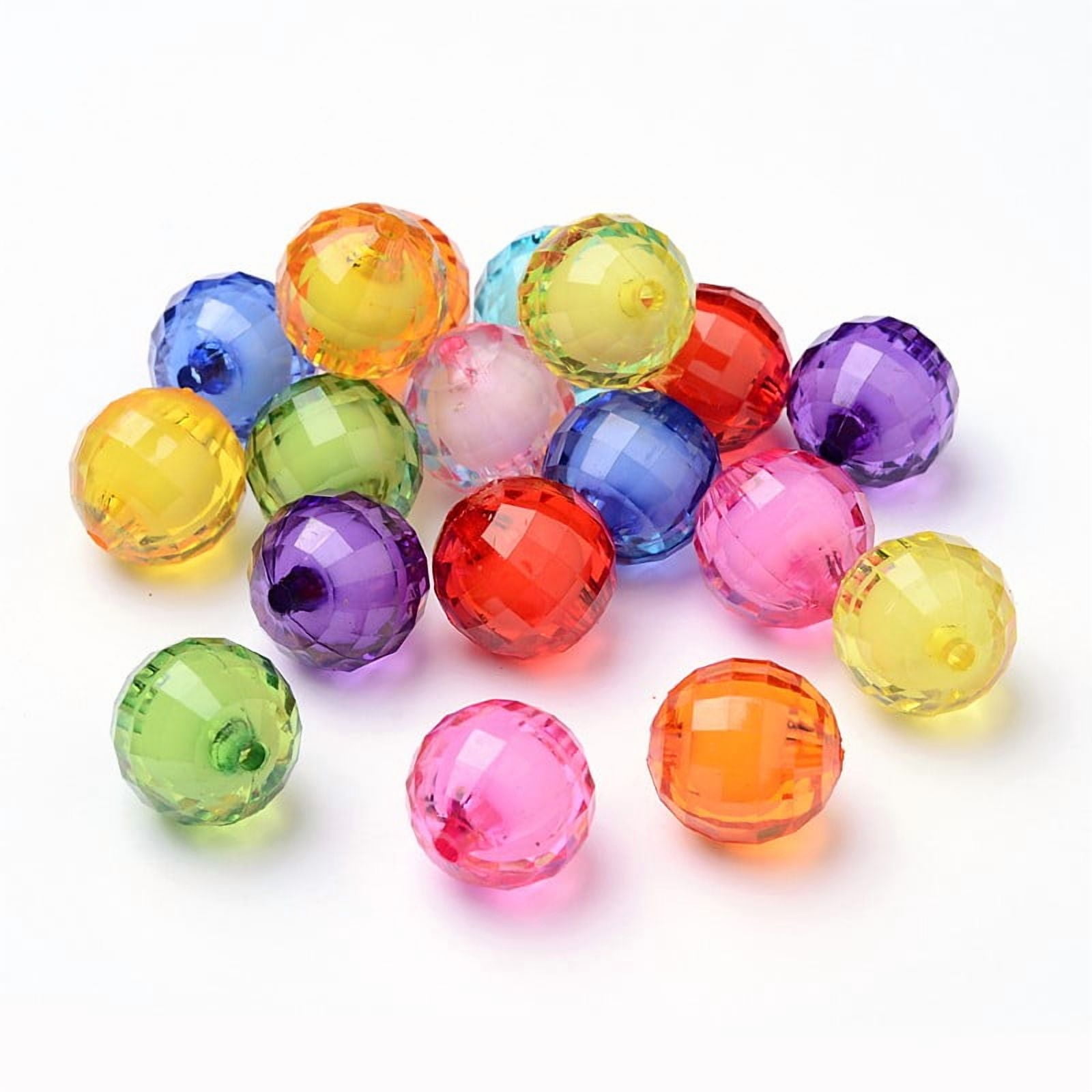 Transparent Acrylic Beads Bead in Bead Faceted Round Mixed Color 20mm Hole: 2mm about 110pcs/500g