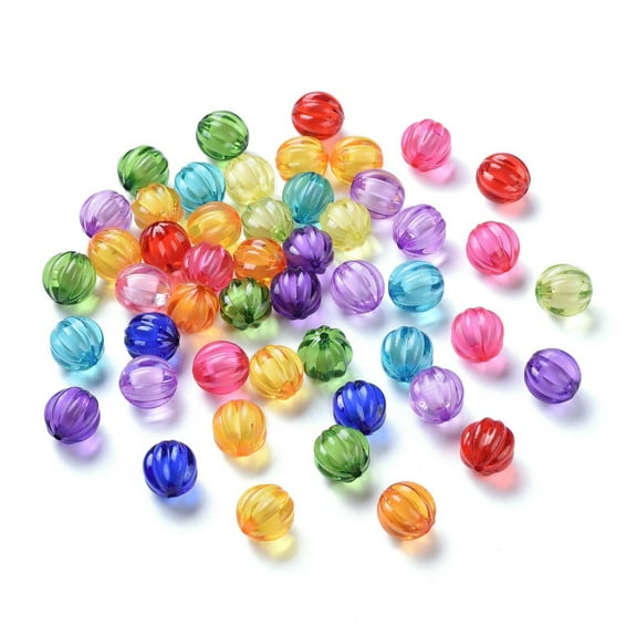 Transparent Acrylic Beads Bead in Bead Round Pumpkin Mixed Color 20mm Hole: 3mm about 128pcs/500g