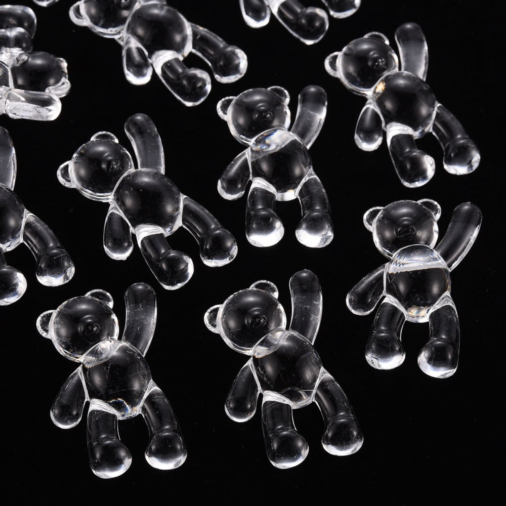 Transparent Acrylic Beads Bear Clear 37x28x13mm Hole: 2.5mm 133pcs/500g