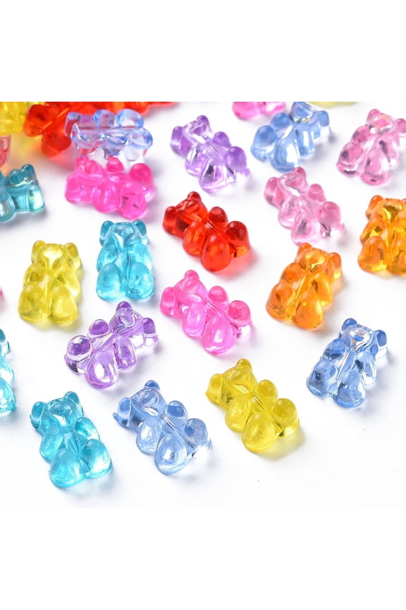 Transparent Acrylic Beads Bear Mixed Color