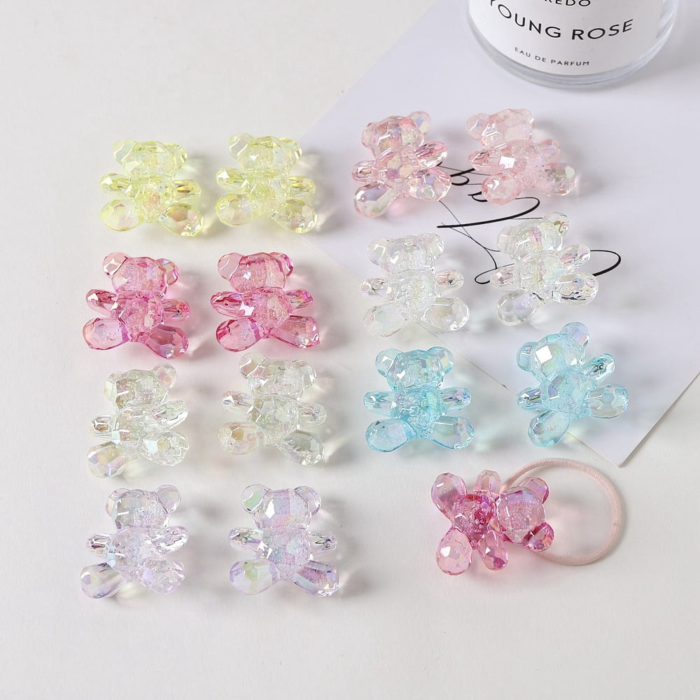Transparent Acrylic Beads Bear Mixed color 32.2x30.4x15.4mm Hole: 4.2mm Acrylic