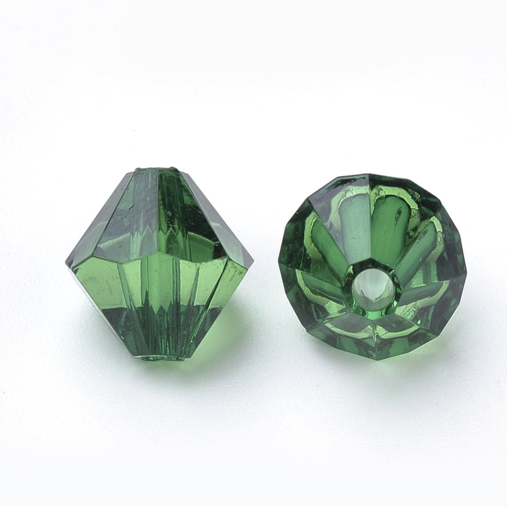 Transparent Acrylic Beads Bicone Dark Green 4x4mm Hole: 1.2mm 17000pcs/500g