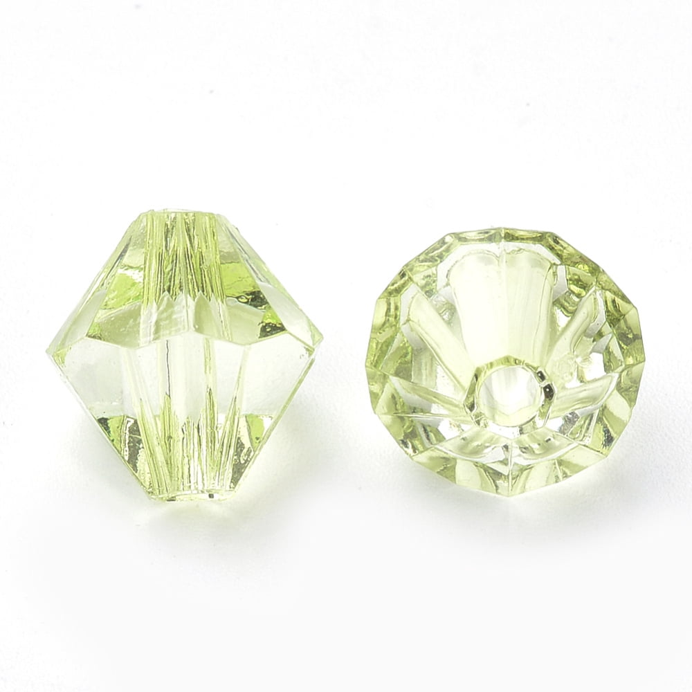 Transparent Acrylic Beads Bicone Lawn Green 6x5.5mm Hole: 1.5mm 6120pcs/500g