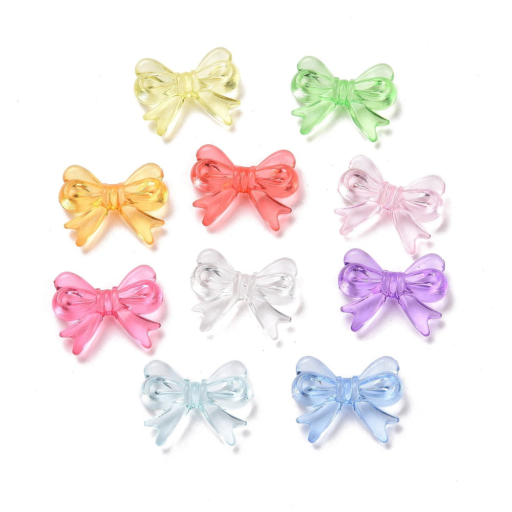 Transparent Acrylic Beads Bowknot Mixed color 14x18x4.5mm Hole: 2mm 917pcs/500g