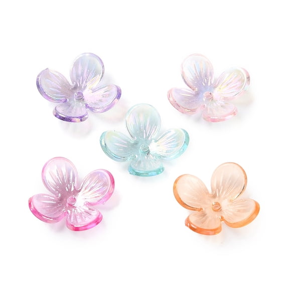 Transparent Acrylic Beads Caps Flower Mixed Color 18.5x16x5mm Hole: 1.6mm