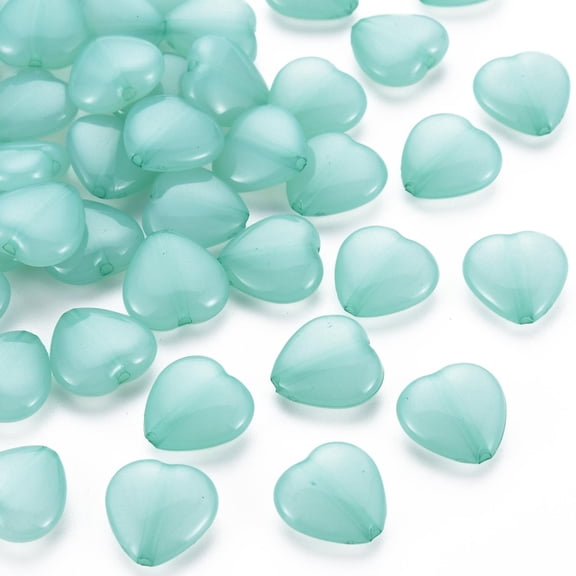 Transparent Acrylic Beads Dyed Heart Medium Aquamarine 13.5x14x6mm Hole: 1.5mm 775pcs/500g for DIY