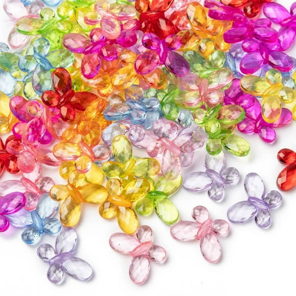 Transparent Acrylic Beads Faceted Butterfly Mixed Color 17x13x5mm Hole: 2mm