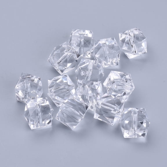 Transparent Acrylic Beads Faceted Cube Clear 8x8x7.5mm Hole: 1.4mm DIY