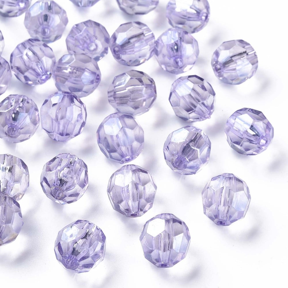 Transparent Acrylic Beads Faceted Football Lilac 14x13.5mm Hole: 2mm about 330pcs/500g